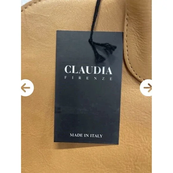 Claudia Firenze Genuine Italian Caramel Leather Tote Handbag Purse New - Picture 6 of 11